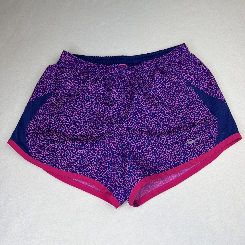 Nike Dri-FIT Tempo Running Shorts Women's XS Pink Blue Printed Lined Athletic